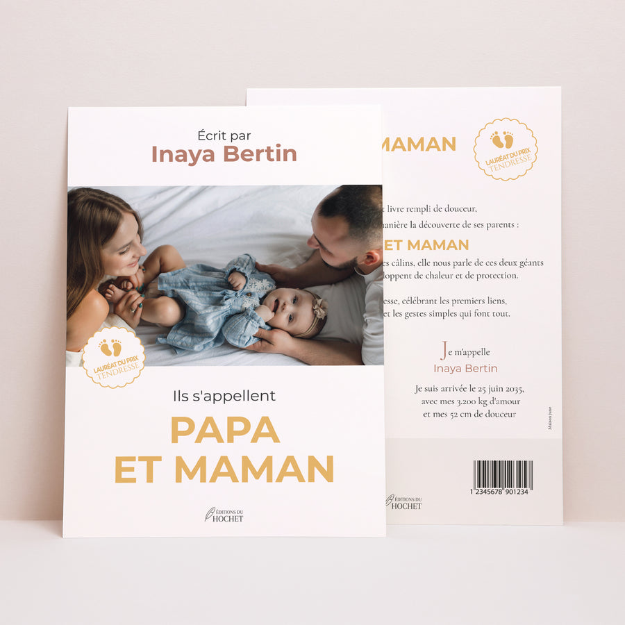 Faire-part Naissance Grand format rectangle Ils s’appellent Papa et Maman photo