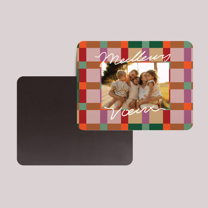 Carte de voeux Fin d'année Lot de 8, magnétique, paysage, rectangle coins arrondis Colorful Christmas photo N° 2