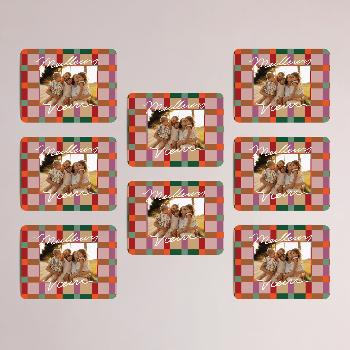 Carte de voeux Fin d'année Lot de 8, magnétique, paysage, rectangle coins arrondis Colorful Christmas photo N° 3