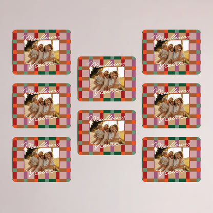 Carte de voeux Fin d'année Lot de 8, magnétique, paysage, rectangle coins arrondis Colorful Christmas photo N° 3