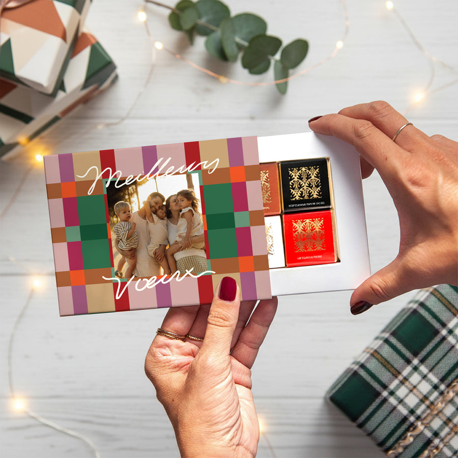 Boite chocolat personnalisée Fin d'année 6 chocolats Colorful Christmas photo