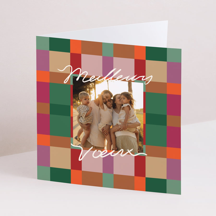 Carte de Noel Fin d'année Carré double volet Colorful Christmas photo