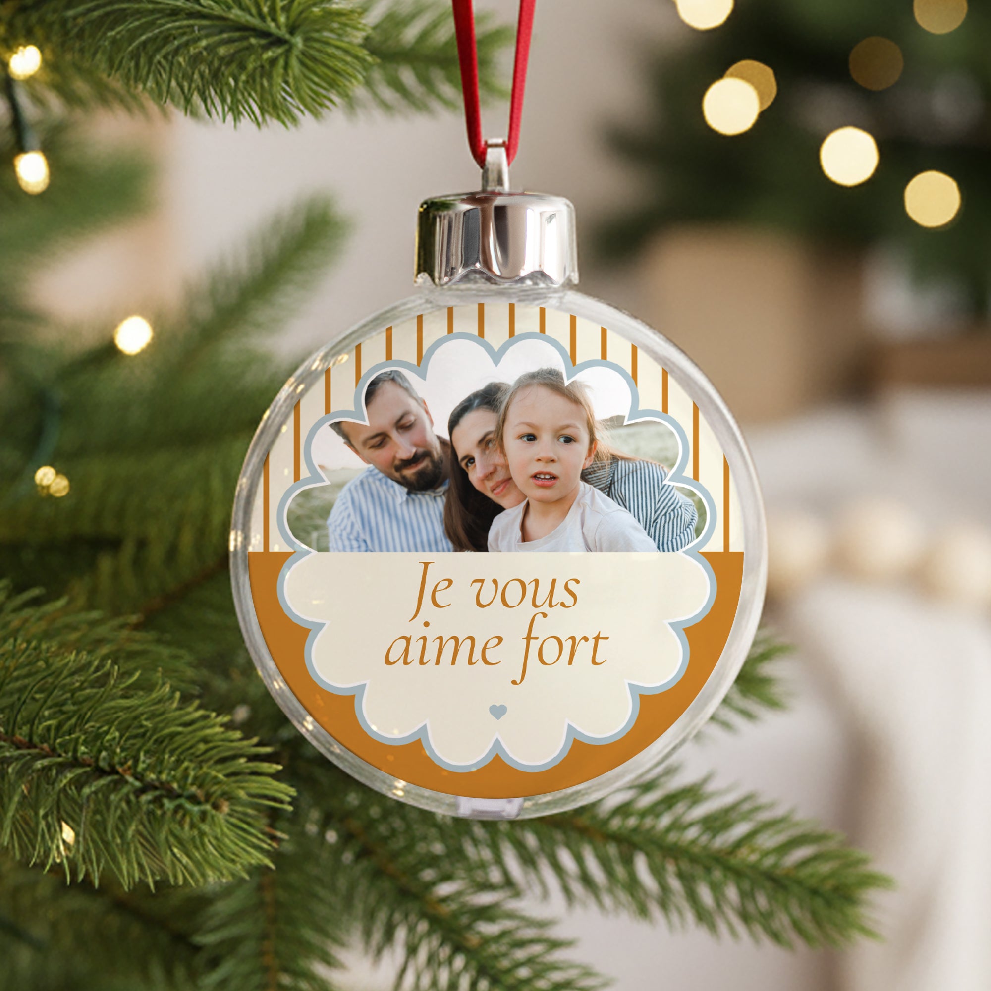 Boule de Noël Fin d'année Ronde Bleu ambre photo N° 1