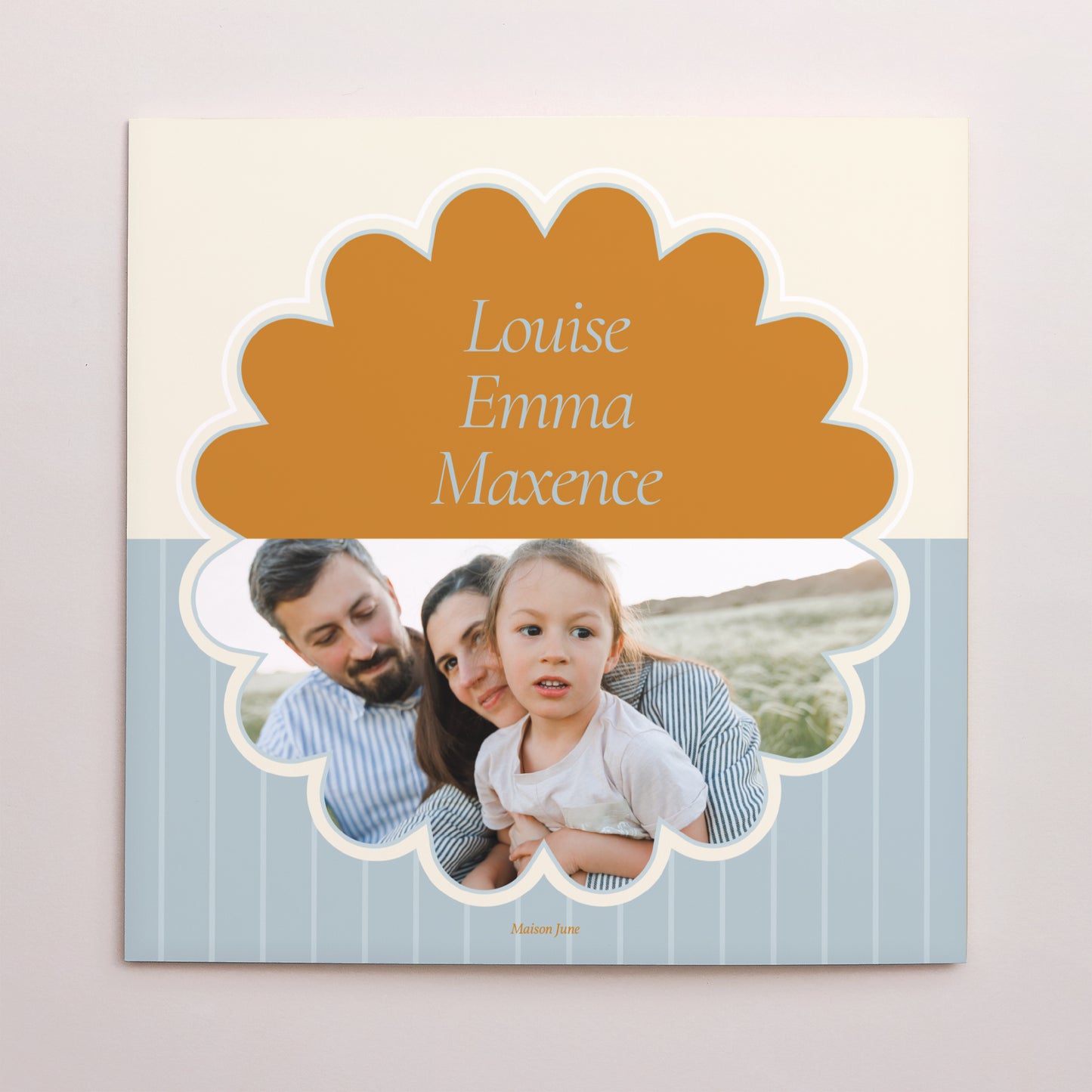 Carte de Noel Fin d'année Carré double volet Bleu ambre photo N° 3