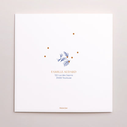 Carte de Noel Fin d'année Carré double volet Sapin bleu photo N° 3