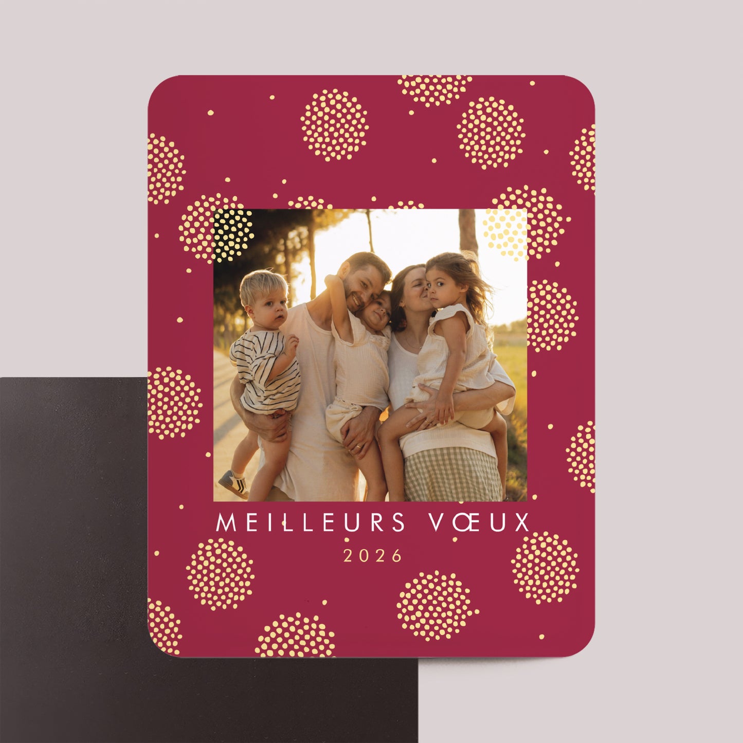 Carte de voeux Fin d'année Lot de 8, magnétique, rectangle coins arrondis Le solstice d’hiver photo N° 1