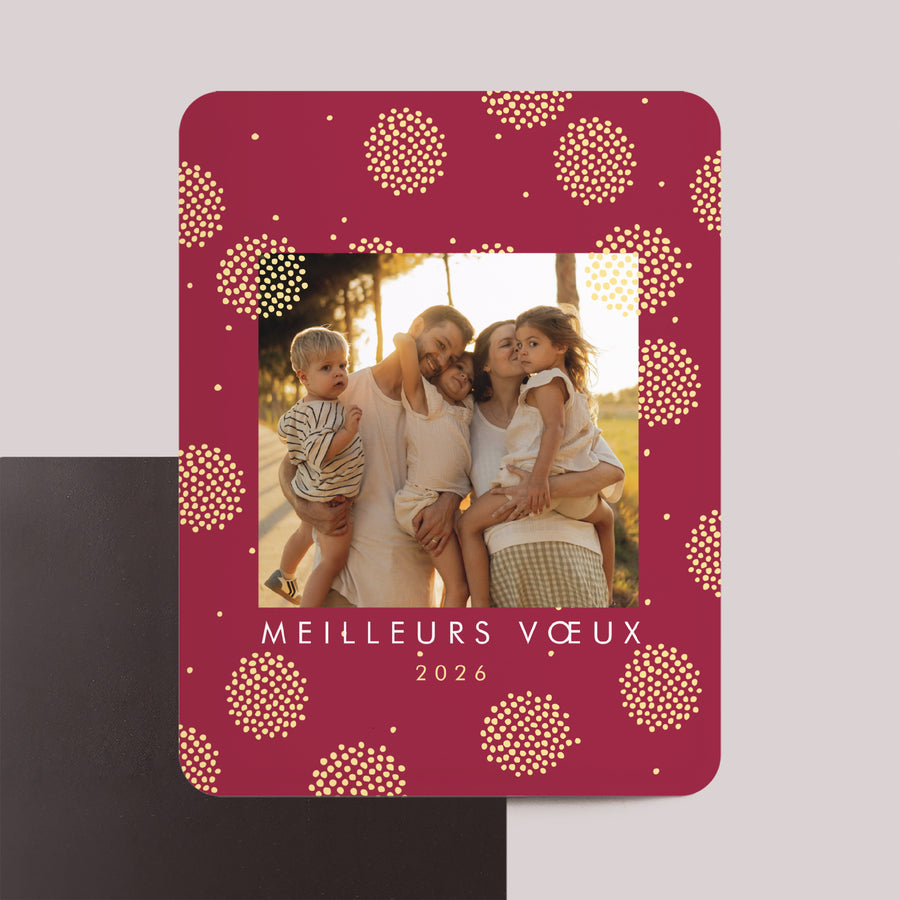 Carte de voeux Fin d'année Lot de 8, magnétique, rectangle coins arrondis Le solstice d’hiver photo