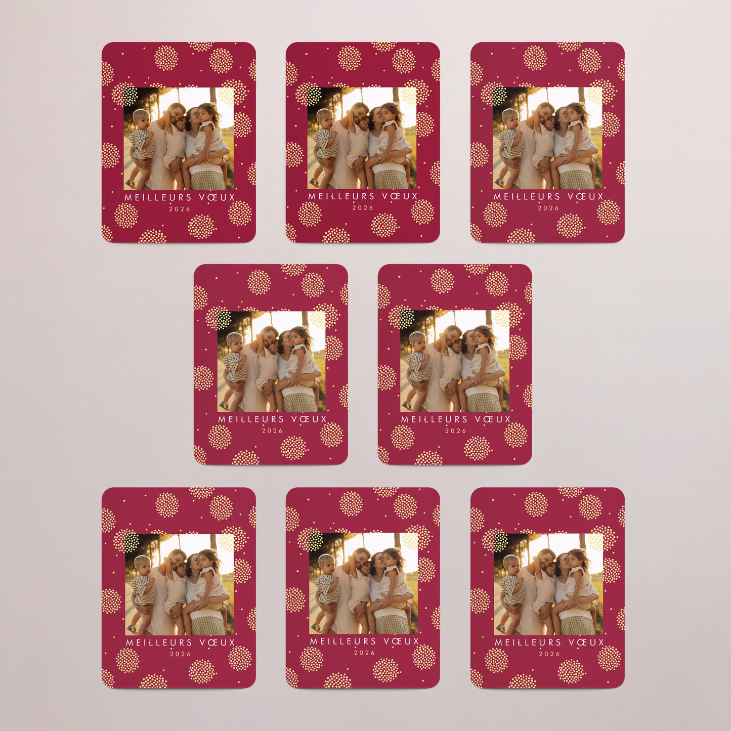 Carte de voeux Fin d'année Lot de 8, magnétique, rectangle coins arrondis Le solstice d’hiver photo N° 3