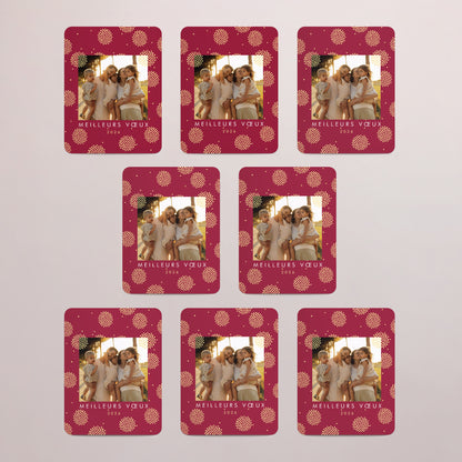 Carte de voeux Fin d'année Lot de 8, magnétique, rectangle coins arrondis Le solstice d’hiver photo N° 3