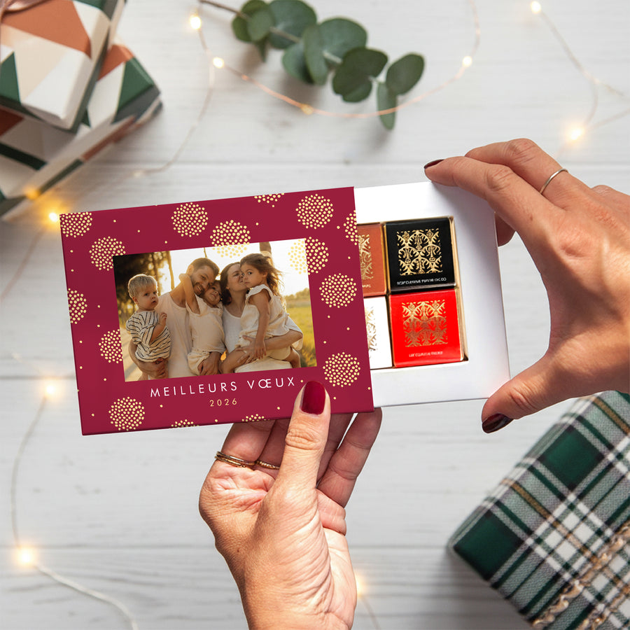 Boite chocolat personnalisée Fin d'année 6 chocolats Le solstice d’hiver photo
