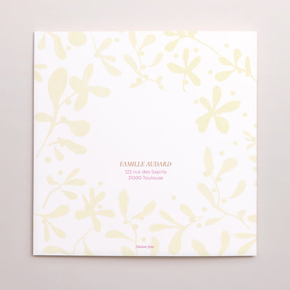 Carte de Noel Fin d'année Carré double volet Houx fuchsia photo N° 3