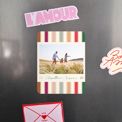 Carte de Noel Fin d'année Lot de 8, magnétique, rectangle coins arrondis Rubans de Noël photo N° 4