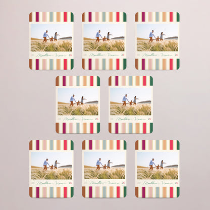 Carte de voeux Fin d'année Lot de 8, magnétique, rectangle coins arrondis Rubans de Noël photo N° 3