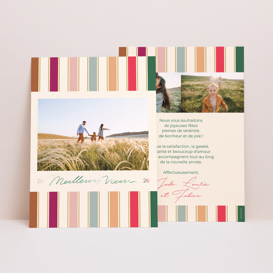 Carte de voeux Fin d'année Portrait Rubans de Noël photo