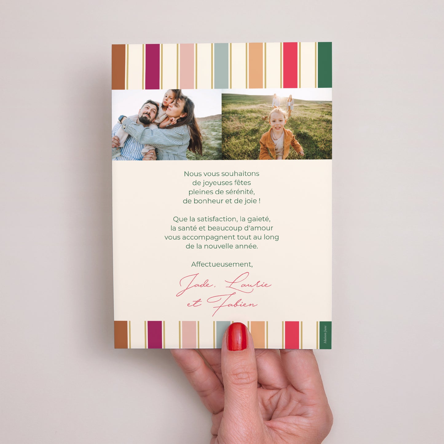 Carte de voeux Fin d'année Portrait Rubans de Noël photo N° 3