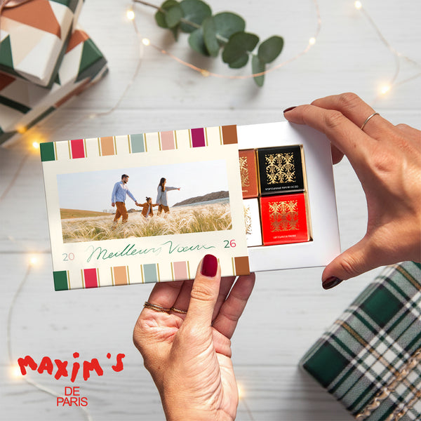 Boite chocolat personnalisée Fin d'année 6 chocolats Rubans de Noël photo