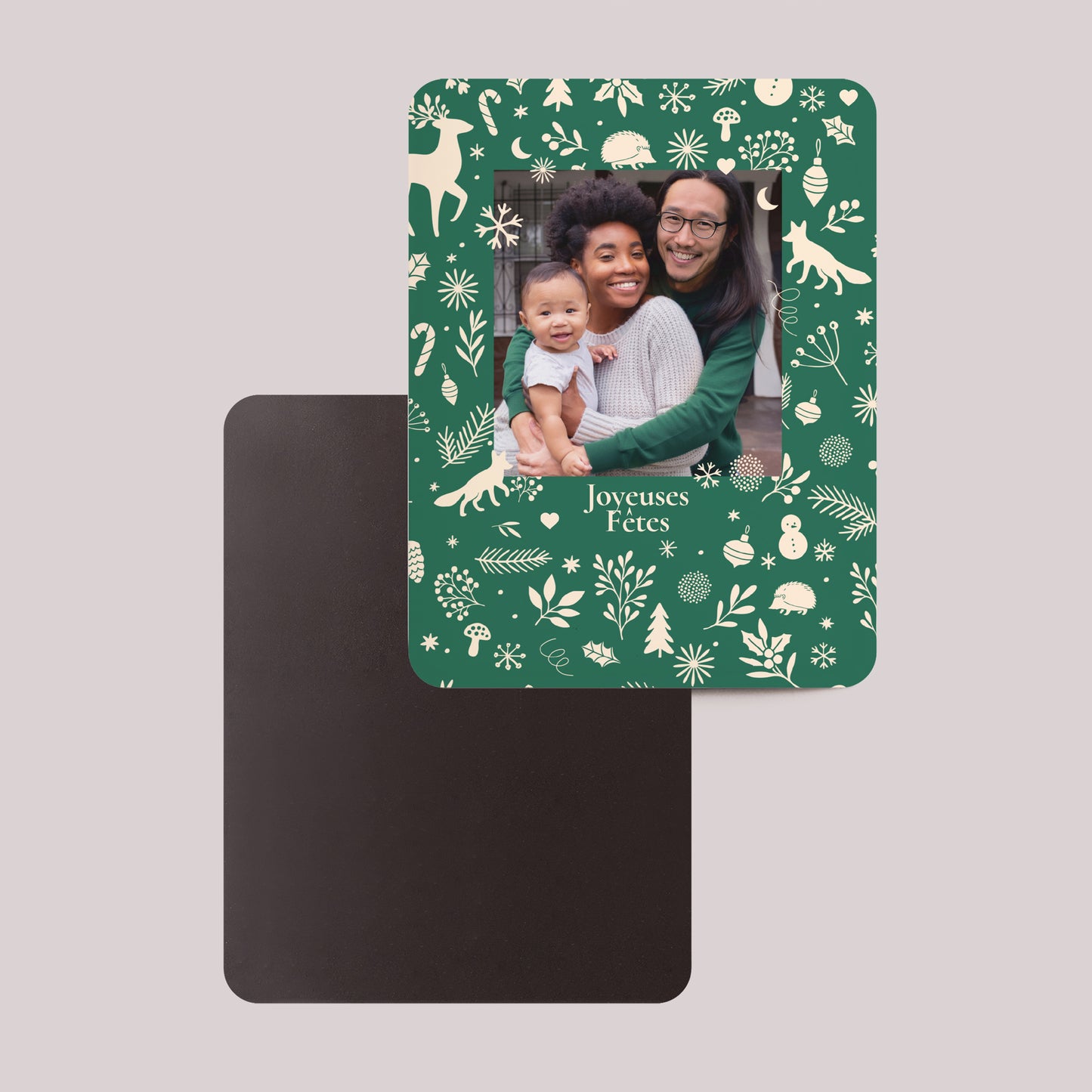 Carte de Noel Fin d'année Lot de 8, magnétique, rectangle coins arrondis Christmas Mood photo N° 2