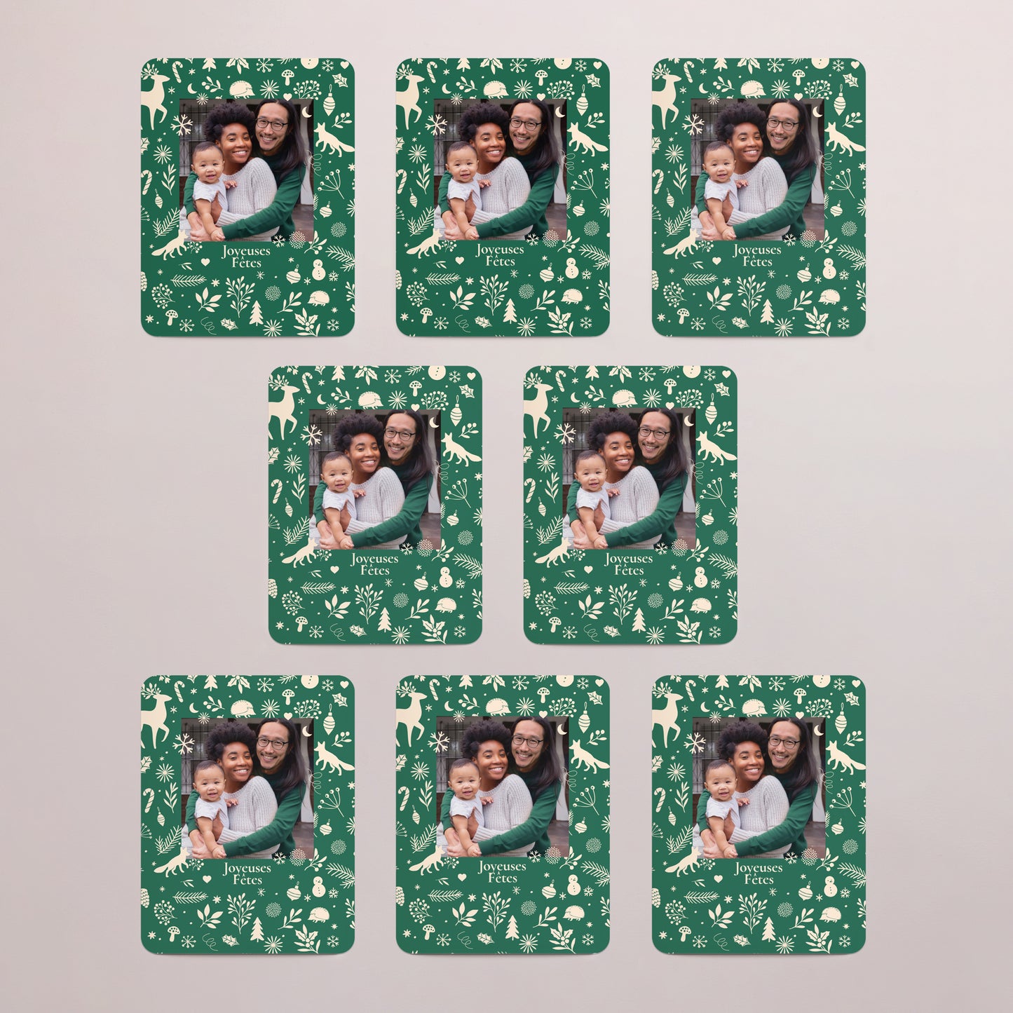 Carte de Noel Fin d'année Lot de 8, magnétique, rectangle coins arrondis Christmas Mood photo N° 3
