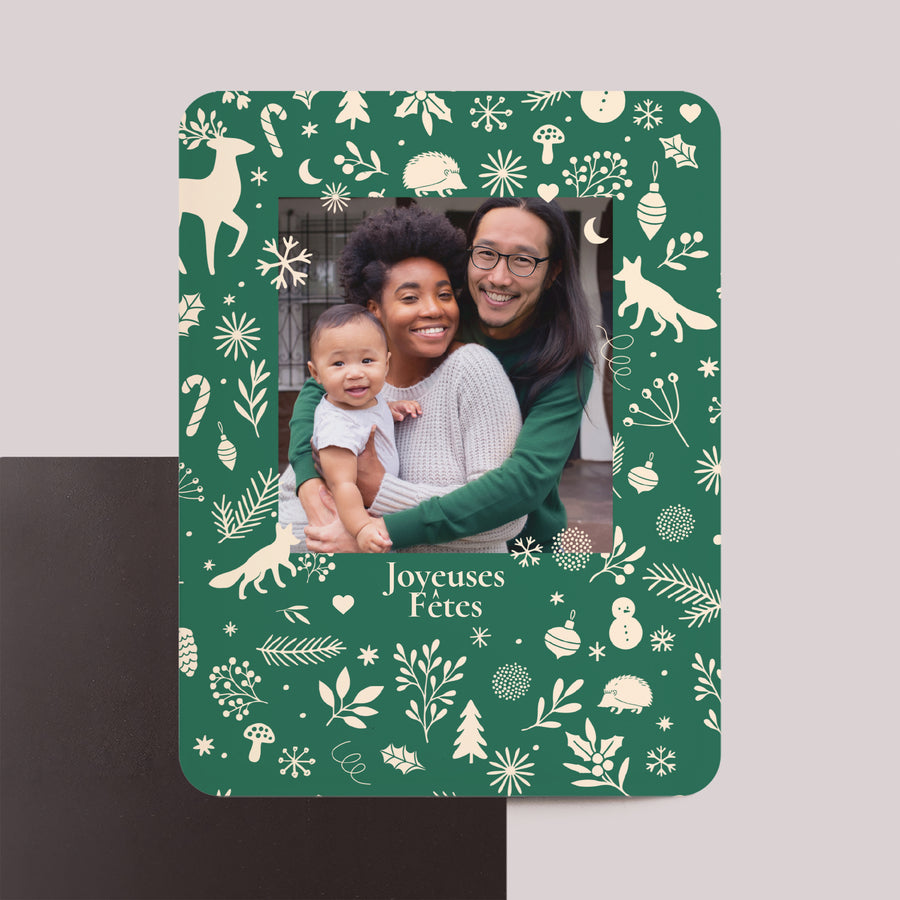 Carte de voeux Fin d'année Lot de 8, magnétique, rectangle coins arrondis Christmas Mood photo