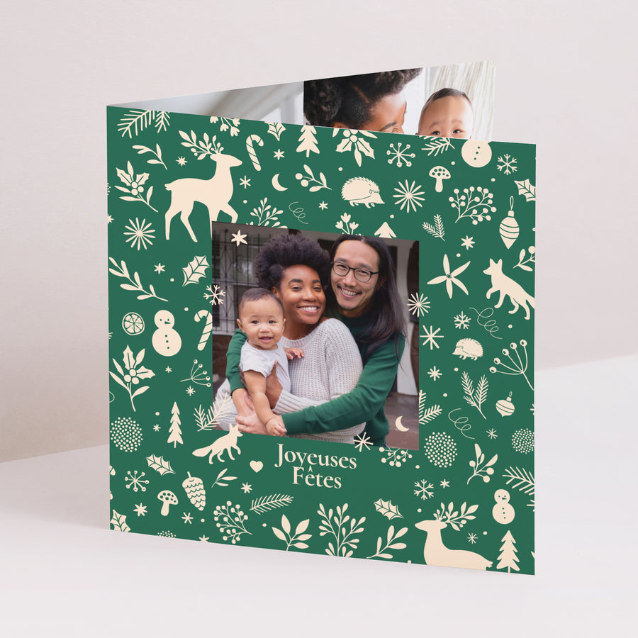 Carte de voeux Fin d'année Carré double volet Christmas Mood photo