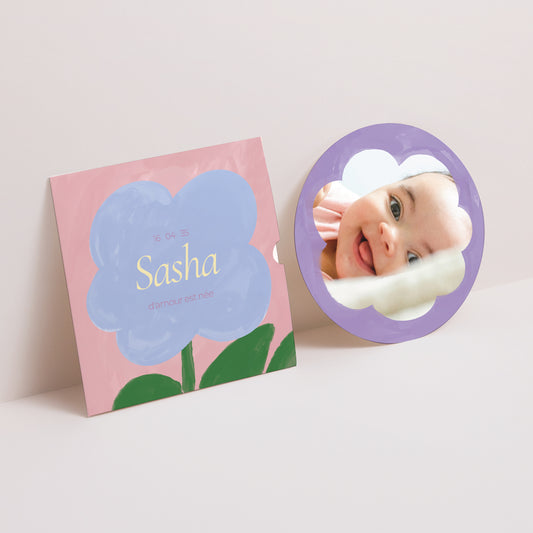 Faire-part Naissance Pochette disque Full Flower photo