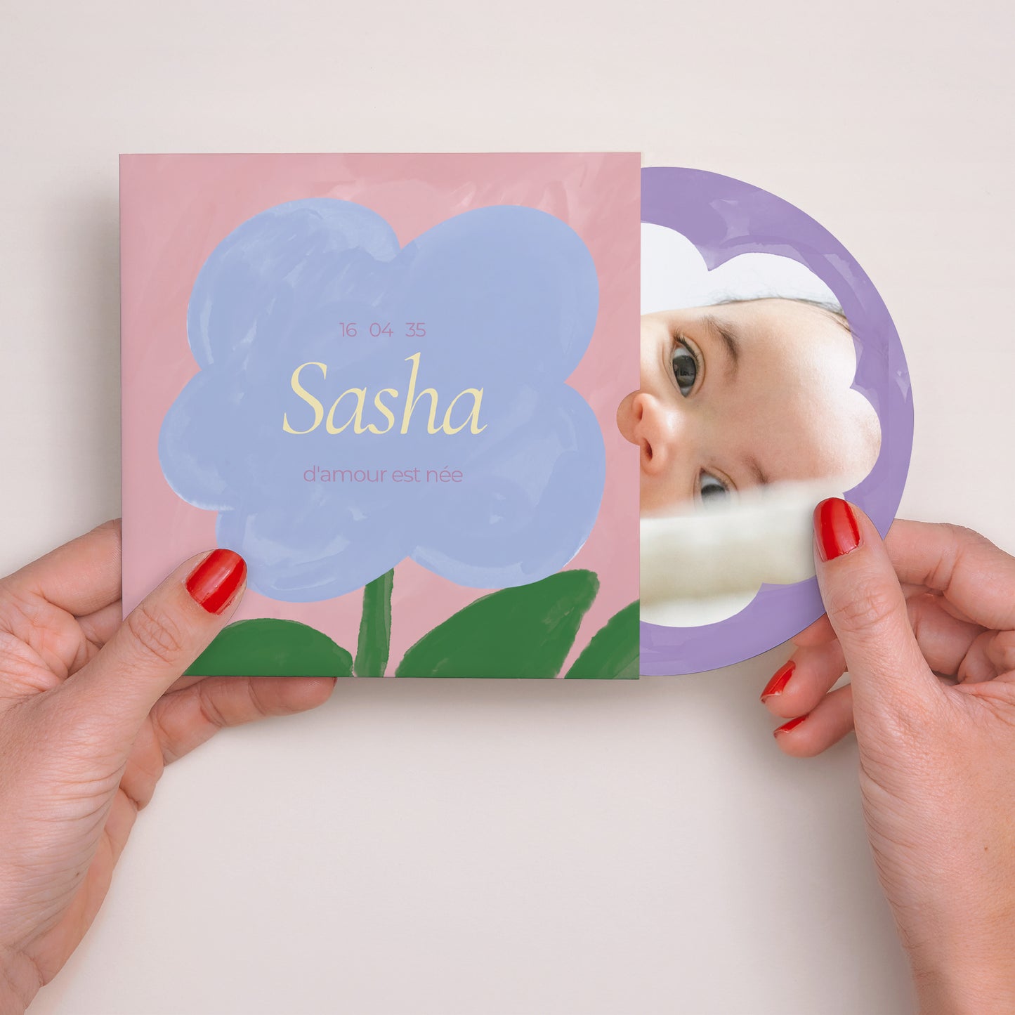 Faire-part Naissance Pochette disque Full Flower photo N° 2