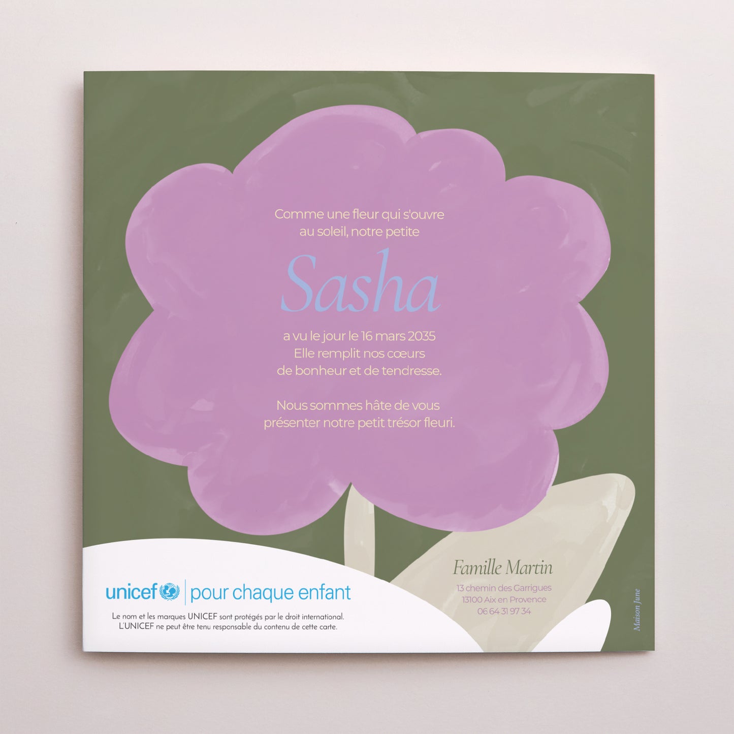 Faire-part Naissance Pochette disque Full Flower photo N° 3