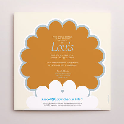 Faire-part Naissance Pochette disque Ambre bleu photo N° 3