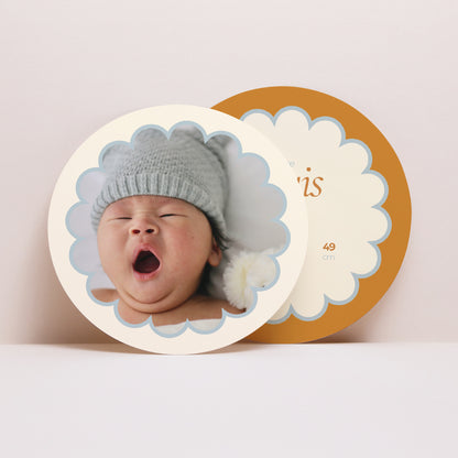 Faire-part Naissance Pochette disque Ambre bleu photo N° 4