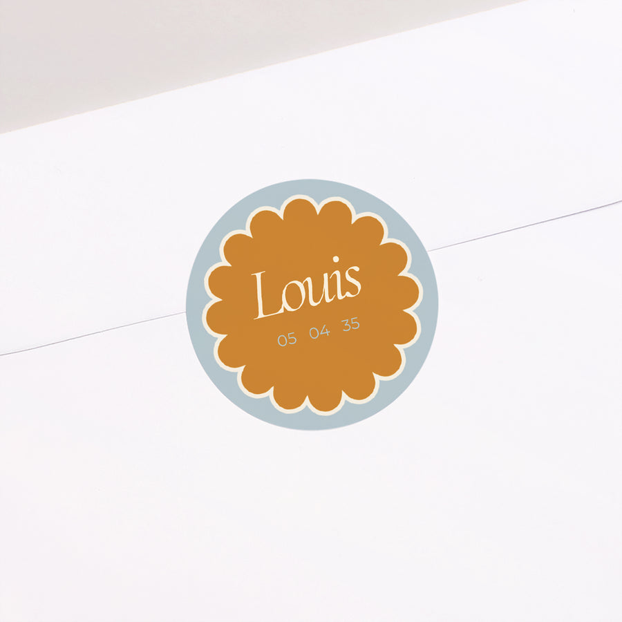 Sticker Naissance Rond Ambre bleu photo