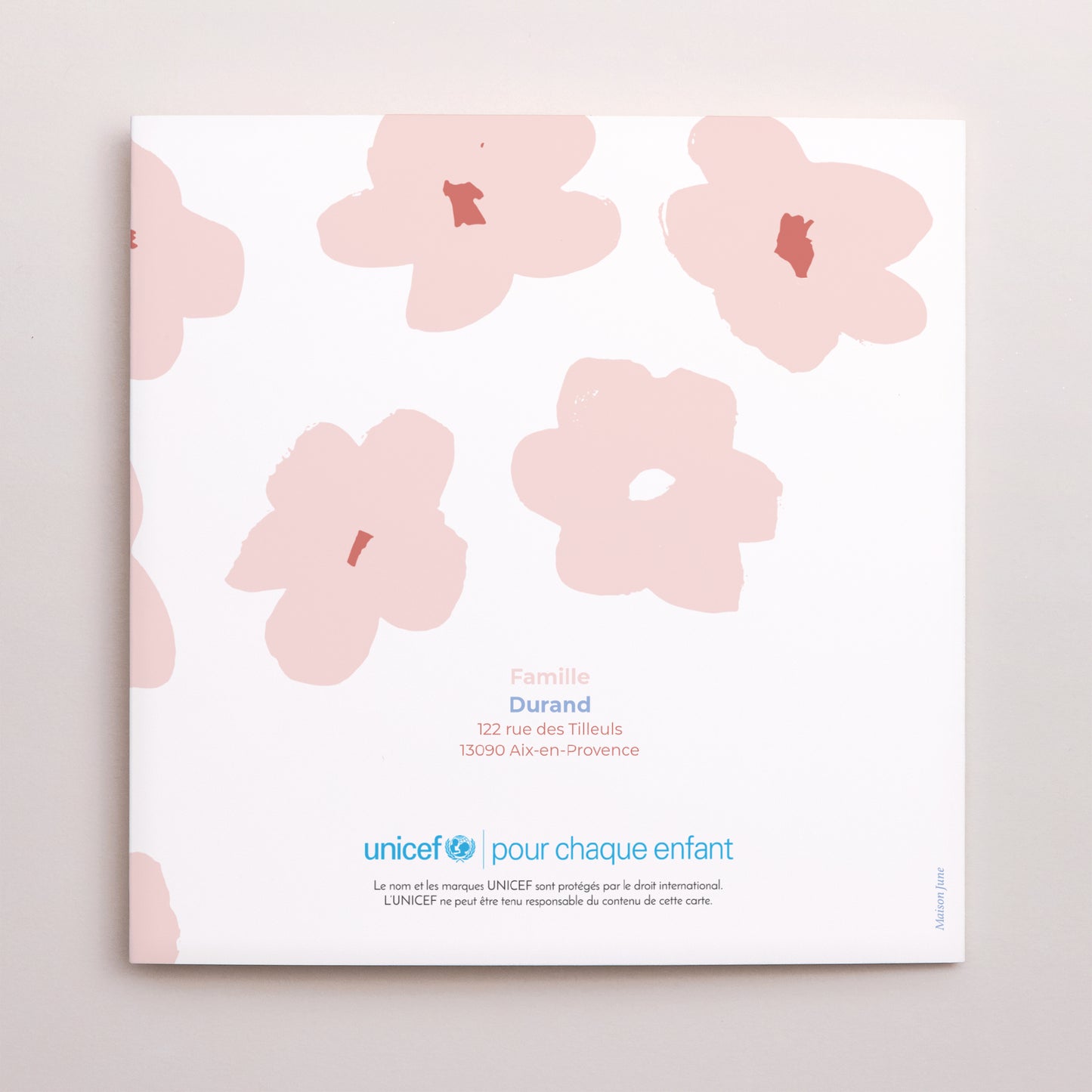 Faire-part Naissance Carré double volet Fleurs de guimauve photo N° 3