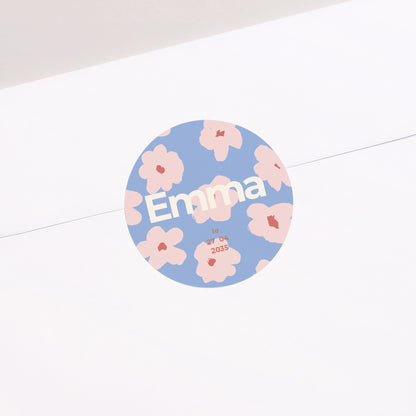 Sticker Naissance Rond Fleurs de guimauve photo N° 1