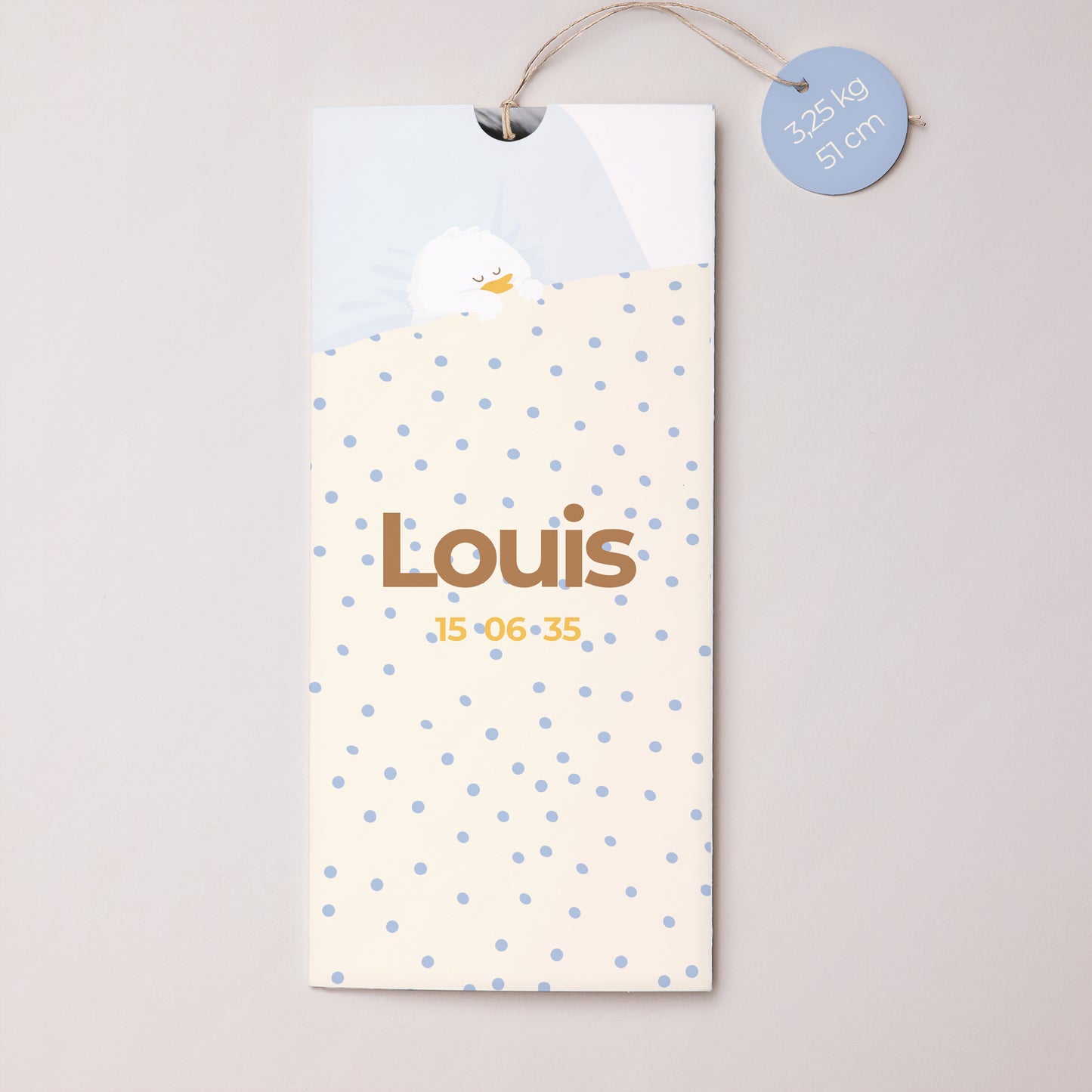 Faire-part Naissance Pochette portrait 2 cartes, étiquette Mon petit canard photo N° 1