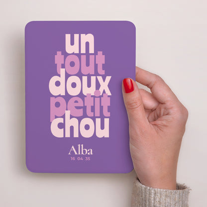 Faire-part Naissance Portrait, bords arrondis Un tout doux petit chou photo N° 2