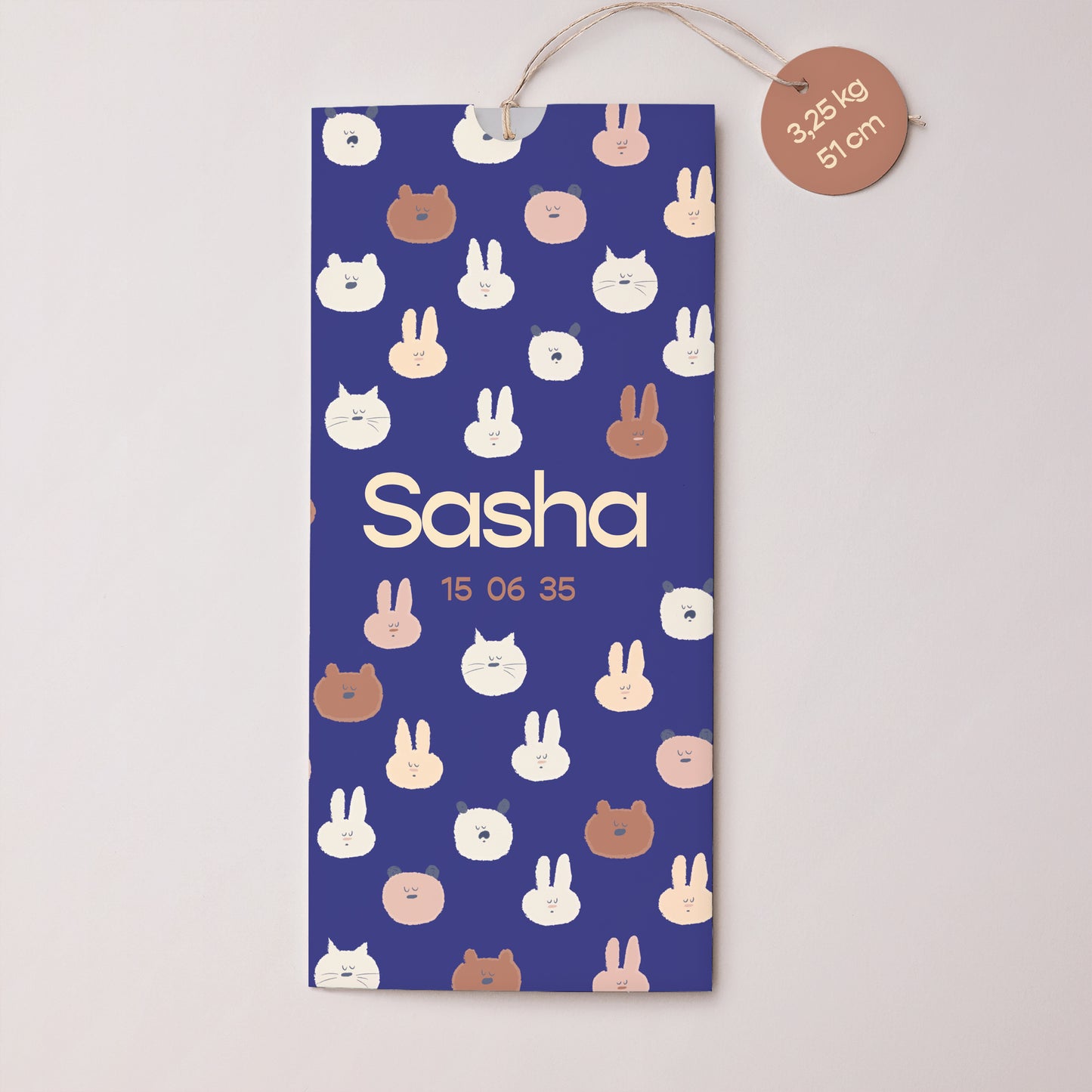 Faire-part Naissance Pochette portrait 2 cartes, étiquette Petites Bouilles photo N° 1