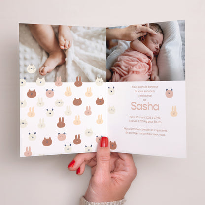 Faire-part Naissance Portrait double volet Petites Bouilles photo N° 2