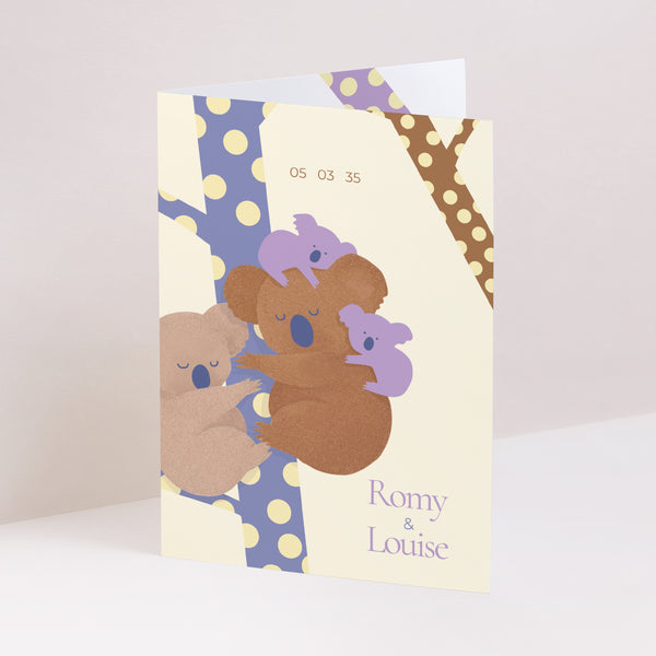 Faire-part Naissance Portrait double volet Duo de Koalas photo