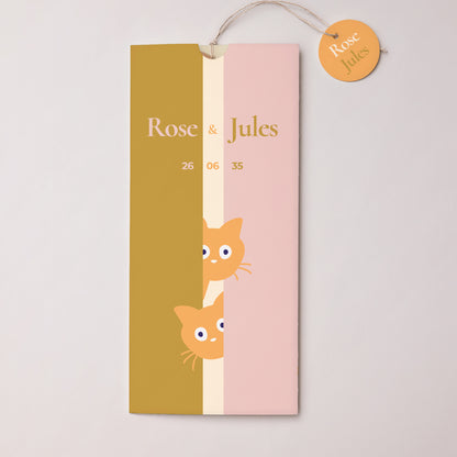 Faire-part Naissance Pochette portrait 2 cartes, étiquette Chatons d'amour photo N° 1