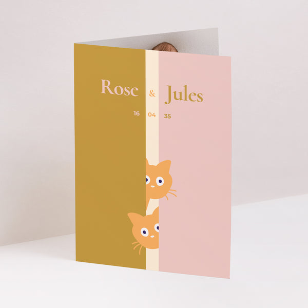 Faire-part Naissance Portrait double volet Chatons d'amour photo