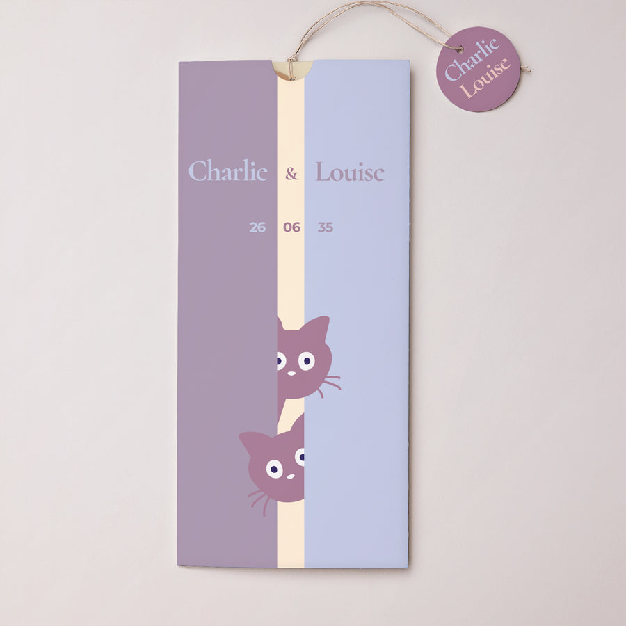 Faire-part Naissance Pochette portrait 2 cartes, étiquette Deux petits chatons photo