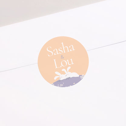 Sticker Naissance Rond Lapins jumeaux photo N° 1