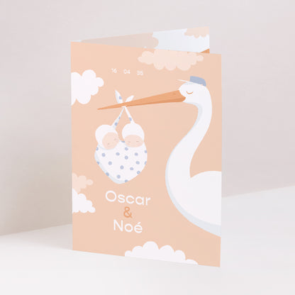 Faire-part Naissance Portrait double volet Double livraison d'amour photo N° 1