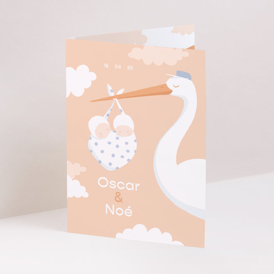 Faire-part Naissance Portrait double volet Double livraison d'amour photo