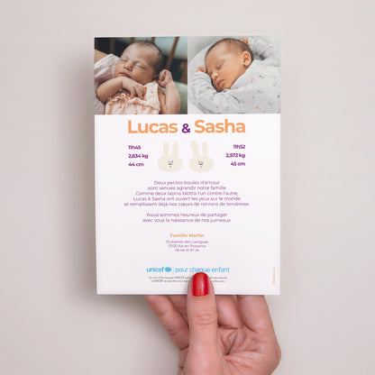 Faire-part Naissance Portrait Duo de petites bouilles photo N° 3