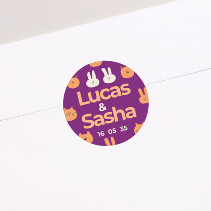 Sticker Naissance Rond Duo de petites bouilles photo N° 1