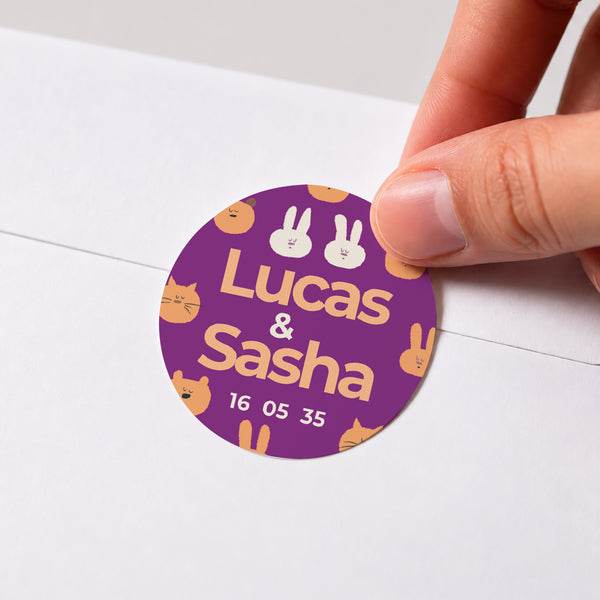 Sticker Naissance Rond Duo de petites bouilles photo