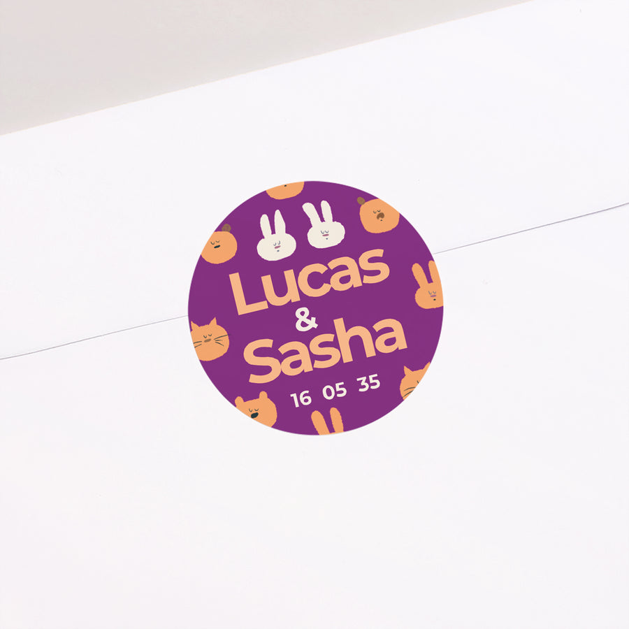 Sticker Naissance Rond Duo de petites bouilles photo