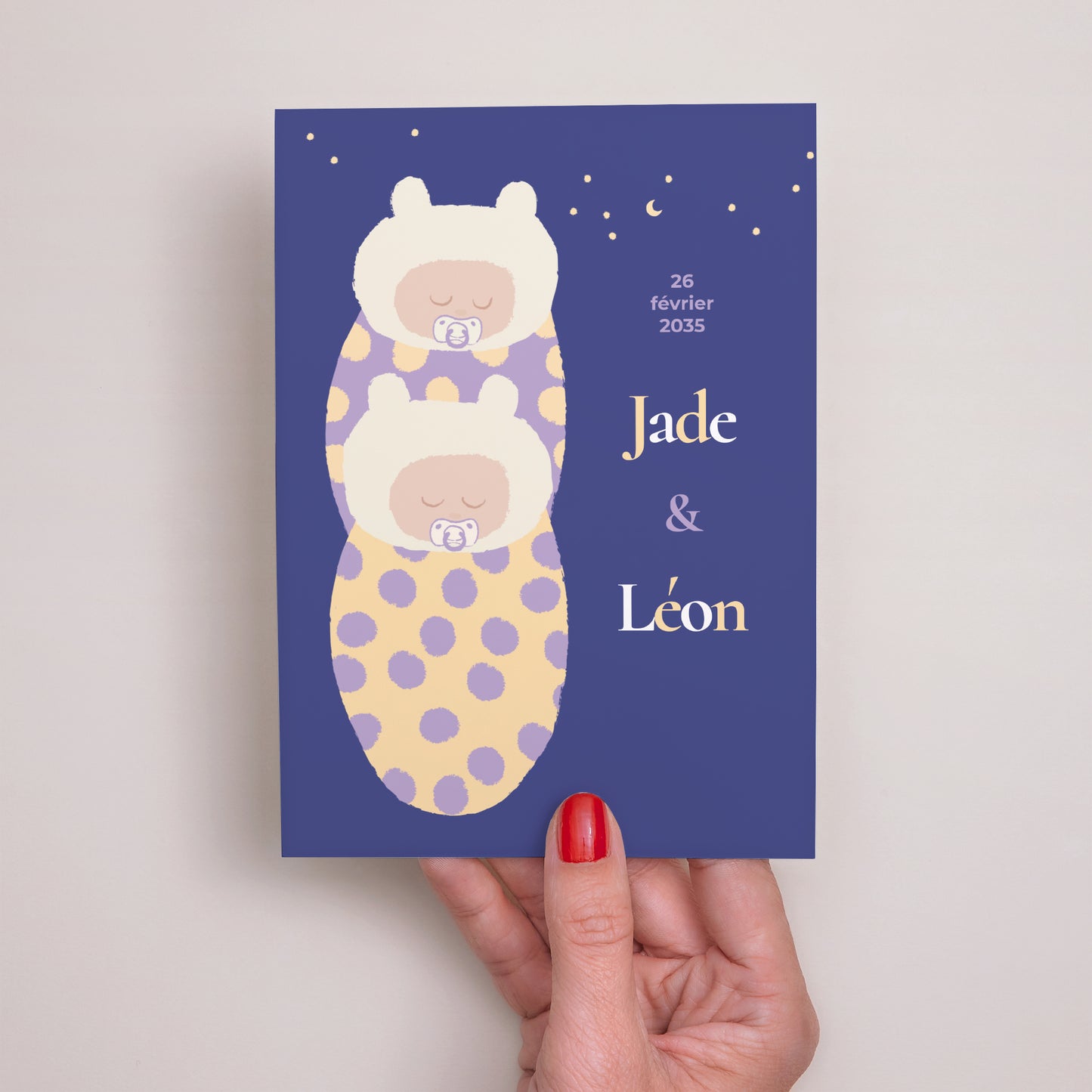 Faire-part Naissance Portrait Deux petits choux photo N° 2