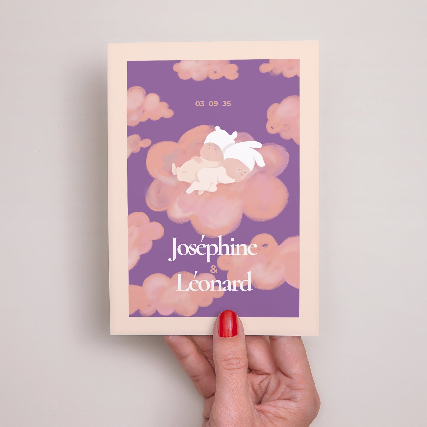 Faire-part Naissance Portrait Un nuage pour deux photo N° 2