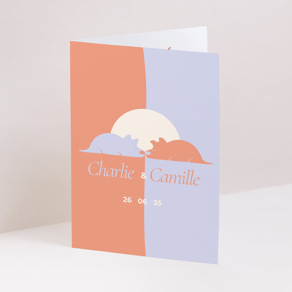 Faire-part Naissance Portrait double volet Deux doux chiots photo